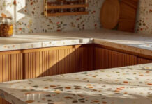 Μια ζεστή κουζίνα ”βυθισμένη” στα terrazzo