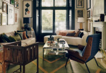 Μια μεζονέτα μεταμορφώθηκε με ένα γενναίο μείγμα χρωμάτων, σχεδίων και τέχνης